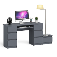 Прямые компьютерные столы, Компьютерный двухтумбовый стол Мори с дополнительной тумбой