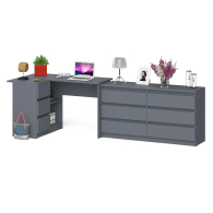Компьютерные столы, Комод Мори МК1380 на 6 ящиков с угловым компьютерным столом Мори МС-16 3 выдвижных ящика слева