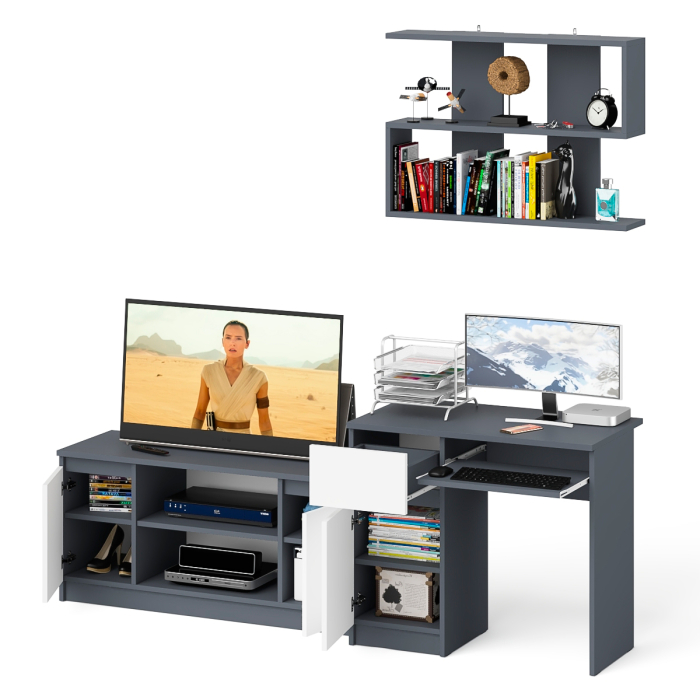 Прямые компьютерные столы, Стол однотумбовый компьютерный Мори МС-1 левый с полкой на 900 и тумбой на 1200