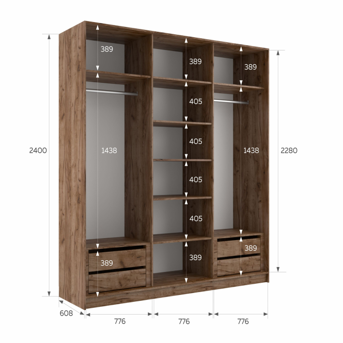 Шкафы-купе 3-х дверные, Шкаф-купе Эста 3-х дверный Стекла фисташка/Доводчик 240х66х240