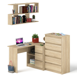 Комод Мори МК700.5 со столом компьютерным угловым МС-16 правым и открытой полкой 1200