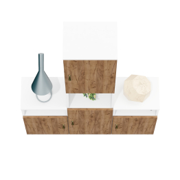 Пенал для домашнего офиса и две тумбы с дверками Лидер-8.