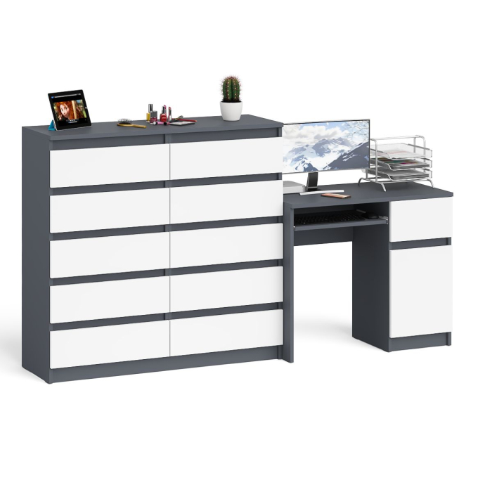 Компьютерные столы, Комод большой МК1200 10-ть ящиков Мори и стол компьютерный МС-1 правый