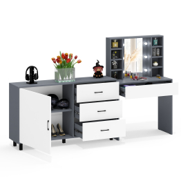 Столик туалетный с полочками и с подсветкой и комод 122-1504