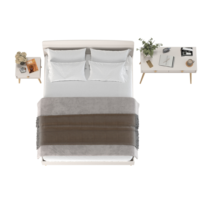 Спальные гарнитуры, Кровать двуспальная Афина 1600 с прикроватной тумбой и столиком