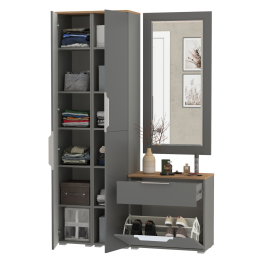 Два шкаф-пенала и обувница с ящиком с зеркалом Октава