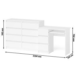 Комод Мори 1200-8 и стол компьютерный МС-6 3 ящика слева