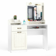 Туалетные столики, Стол туалетный с зеркалом и настольной полкой Ливерпуль ясень ваниль/белый