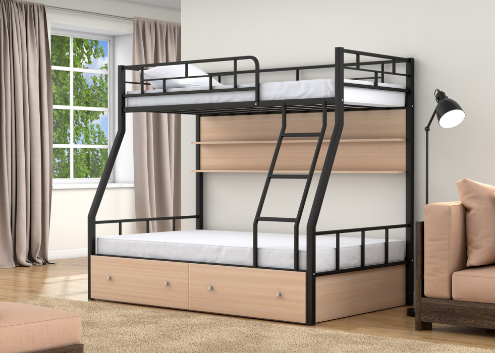 Для подростков, Двухъярусная кровать Раута ящики полка дуб молочный