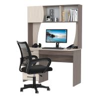 Прямые компьютерные столы, Стол компьютерный с надстройкой Сигма и компьютерное кресло чёрное