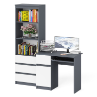 Домашние кабинеты, Стол компьютерный с ящиком и дверкой МС-1 левый со стеллажом МСТ600 Мори