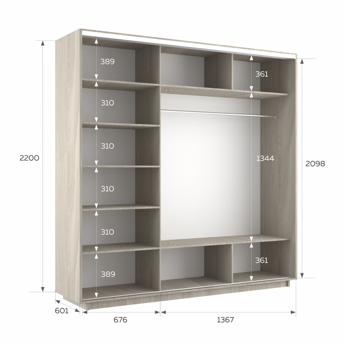 Шкафы-купе 3-х дверные, Шкаф-купе Экспресс 3-х дверный Фотопечать Калейдоскоп Стекла 210х60х220