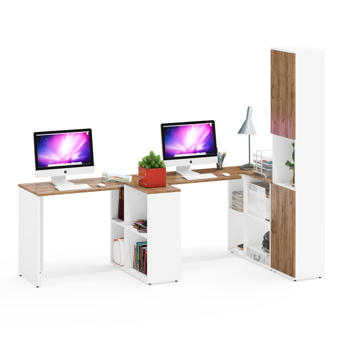 Домашние кабинеты, Два стола-трансформера для домашнего кабинета и пенал с дверками Лидер-8