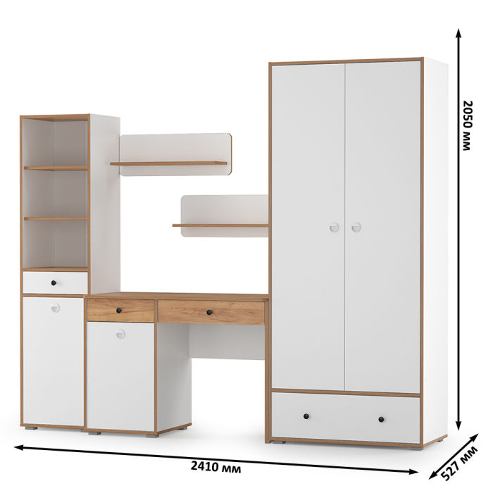 Офисная мебель, Мебельная стенка в молодёжную комнату Вуди № 23 