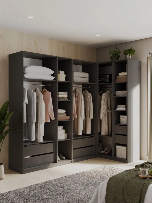 Угловые шкафы, Угловой шкаф для одежды распашной с ящиками, София, 2200х2500х1300мм