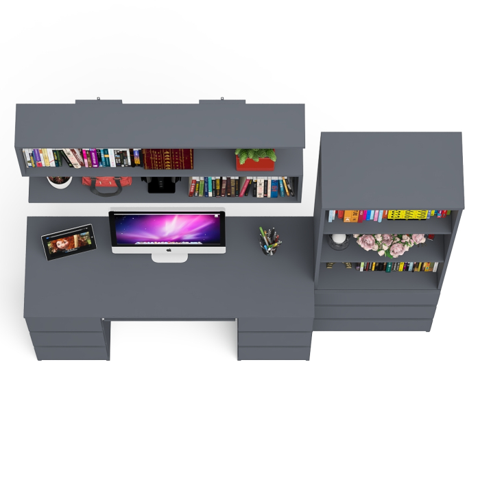 Домашние кабинеты, Рабочее место Мори из стола двухтумбового МС-2 с навесной полкой и стеллажом