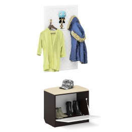 Обувница с мягким сиденьем с вешалкой для одежды П-6 МДФ фрезеровка ромб