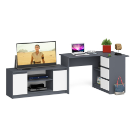 Компьютерный стол угловой МС-16 правый и тумба широкая 1200 Мори