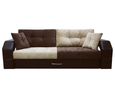 Дизайнерские диваны для гостиной, Диван-кровать еврокнижка Манчестер с подсветкой, 160, велюр/экокожа