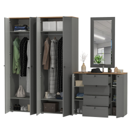 Два платяных шкафа Остин и комод с зеркалом