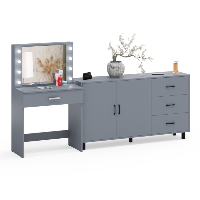 С зеркалом, Комод-тумба 123-1604 и туалетный столик с подсветкой СТ-4