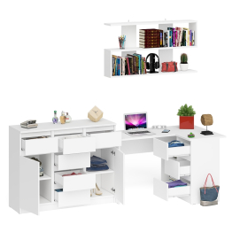 Угловой стол компьютерный Мори МС-16 правый с комодом МК1200.4 и открытой книжной полкой