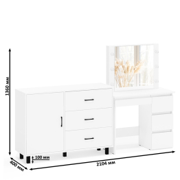 Комод-тумба 122-1204 и столик косметический с лампочками Сура