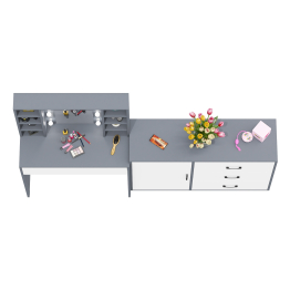 Туалетный столик с подсветкой 115 и комод с дверкой и 3-мя ящиками 122-1204