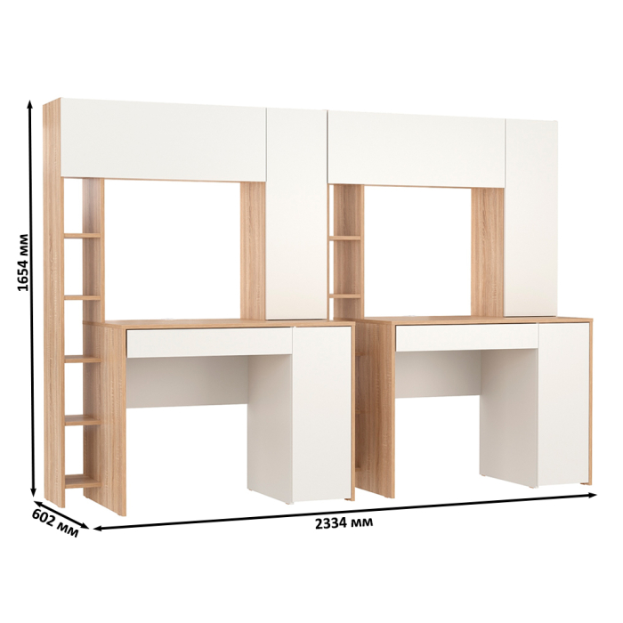 Прямые компьютерные столы, Два стола с надстройкой Mobi Комфорт 12.71