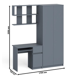 Компьютерный стол однотумбовый правый с ящиком и верхней полкой и платяной шкаф Мори МШ8001