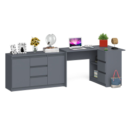 Комод-тумба три ящика и две дверки по бокам Мори МК1200.3 и компьютерный стол МС-16 правый