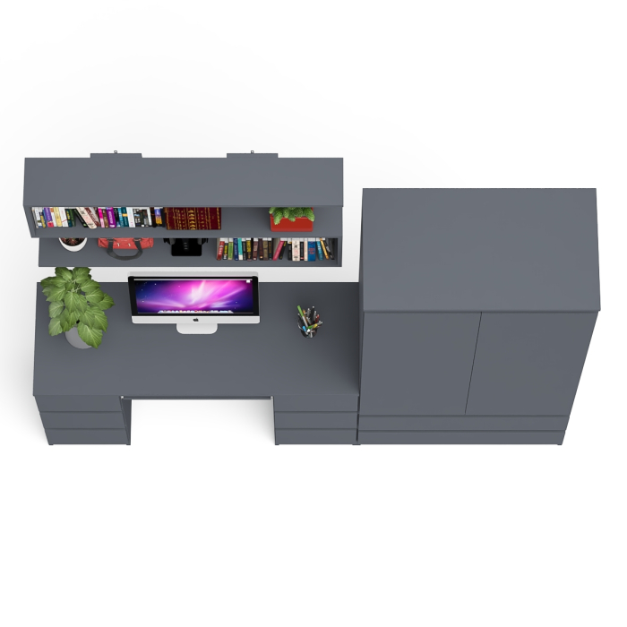 Домашние кабинеты, Шкаф-комод Мори МШ900.1 с письменным 2-х тумбовым столом МС-2 и полкой книжной