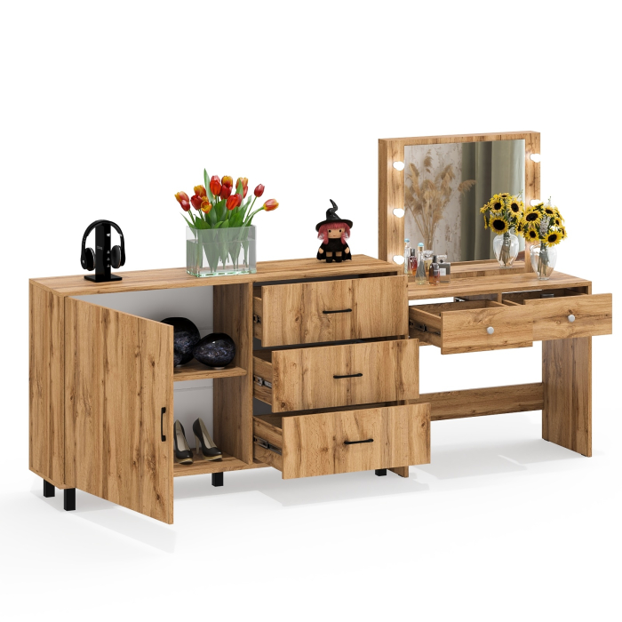 Туалетные столики, Косметический столик с лампочками СТ-5 и комод-тумба 122-1504