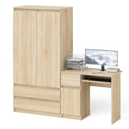 Шкаф-комод Мори МШ900 2 ящика и две дверки со столом компьютерным МС-1 левым Мори
