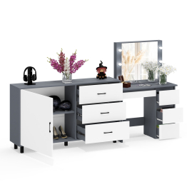 Столик косметический с подсветкой Сура и тумба-комод 122-1504