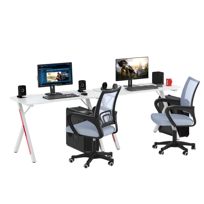 Прямые компьютерные столы, Два игровых стола Мебель--24 GT-2310 и два кресла компьютерных