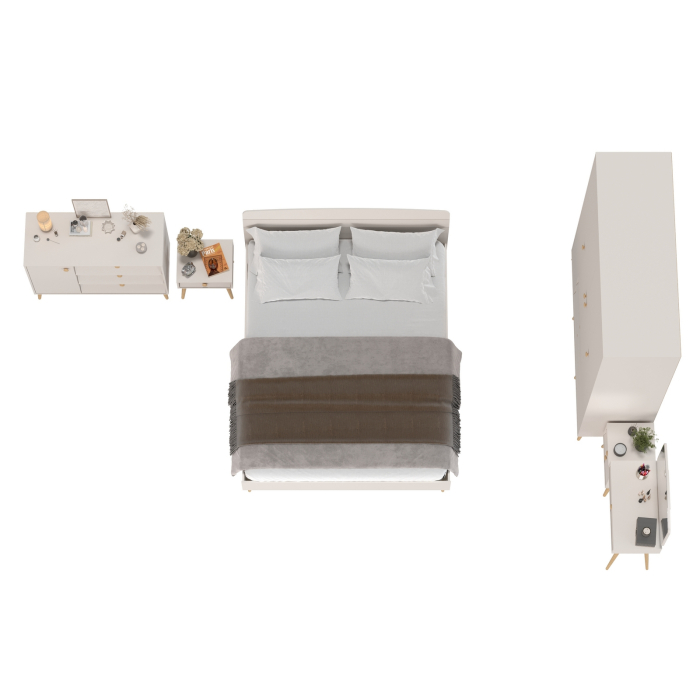 Спальные гарнитуры, Спальный гарнитур Афина в цвете кашемир серый с кроватью на 1600 двуспальной