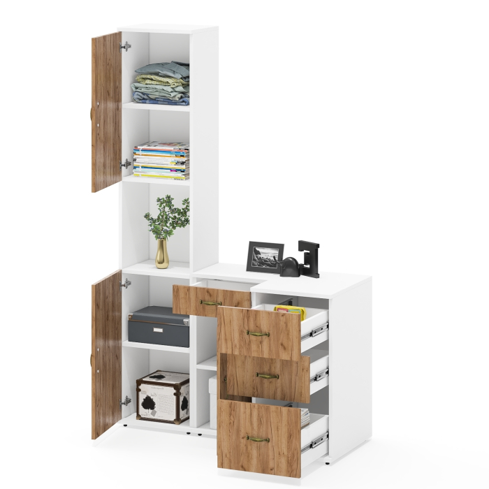 Стеллажи, Пенал с нишей Лидер-8 с тумбами Лидер-8 МД 3.15 и 3.16.