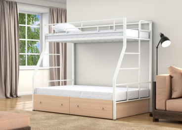 Двухъярусная кровать Раута Твист ящики дуб молочный