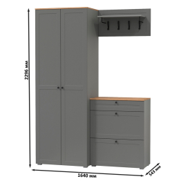 Шкаф 2-х дверный с обувницей и вешалкой для одежды с полкой Остин
