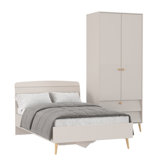 Спальные гарнитуры, Кровать Афина 1200 с 2-х дверным шкафом-комодом