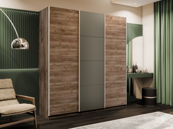 Шкаф-купе Прайм 3-х дверный Стекла хаки/ДСП/Доводчики 210х57х230