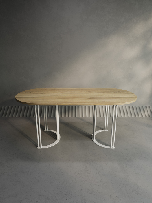 Обеденные столы, Стол овальный обеденный с белым металлическим подстольем VIOLUR 180