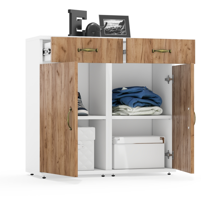 Комоды, Две тумбы с ящиком и дверкой Лидер-8.