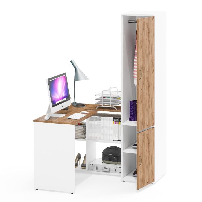 Домашние кабинеты, Глубокий пенал 23Б и стол компьютерный трансформер Лидер-8