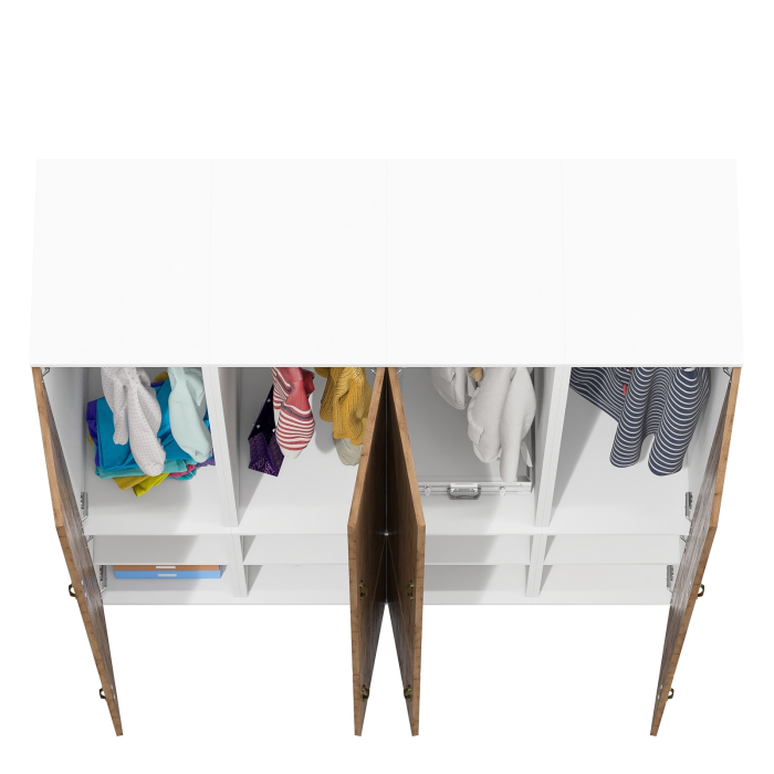 Шкафы распашные, Мебельная стенка из четырёх узких шкафов с вешалкой для одежды и полкой Лидер-8