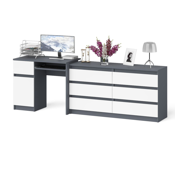 Компьютерные столы, Комод 6-ть ящиков Мори 1380 и стол компьютерный МС-1 дверка и ящик слева