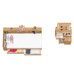 Столик косметический с лампочками 110 и Ксения 900 односпальная кровать с ящиками и прикроватным блоком