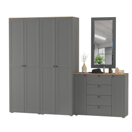 Два платяных шкафа Остин и комод с зеркалом