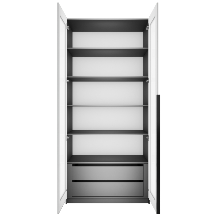 Шкафы распашные, Шкаф распашной Е1 Локер 101x52.5x220 см, с белым стеклом , полками и модулем